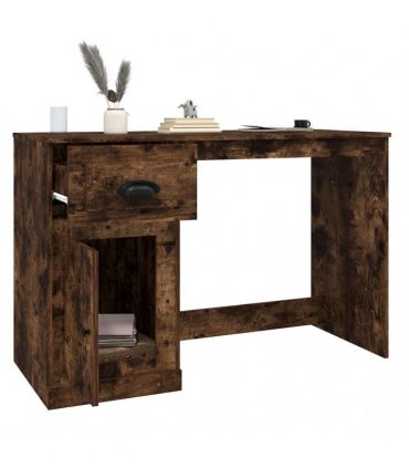 vidaXL Desk with Drawer Smoked Oak 115x50x75 cm Engineered Wood