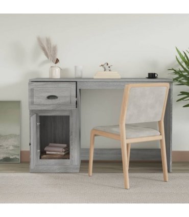 vidaXL Desk with Drawer Grey Sonoma 115x50x75 cm Engineered Wood