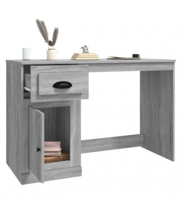 vidaXL Desk with Drawer Grey Sonoma 115x50x75 cm Engineered Wood
