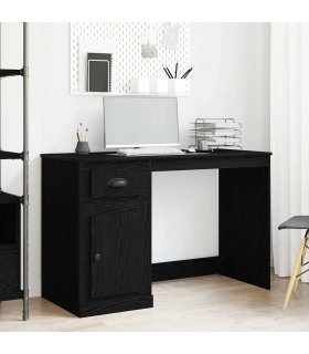 vidaXL Desk with Drawer Black Oak 50 x 115 x 75 cm Engineered Wood