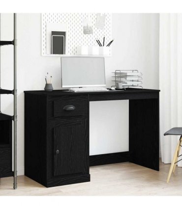 vidaXL Desk with Drawer Black Oak 50 x 115 x 75 cm Engineered Wood