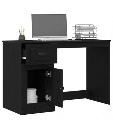 vidaXL Desk with Drawer Black Oak 50 x 115 x 75 cm Engineered Wood