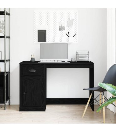 vidaXL Desk with Drawer Black Oak 50 x 115 x 75 cm Engineered Wood