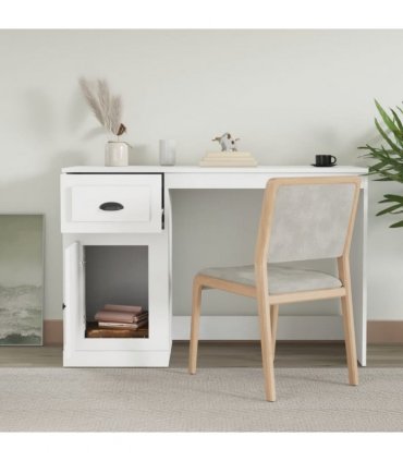 vidaXL Desk with Drawer White 115x50x75 cm Engineered Wood