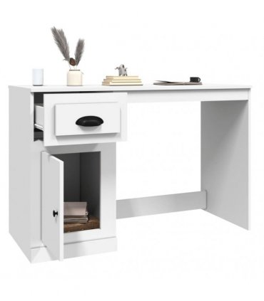 vidaXL Desk with Drawer White 115x50x75 cm Engineered Wood