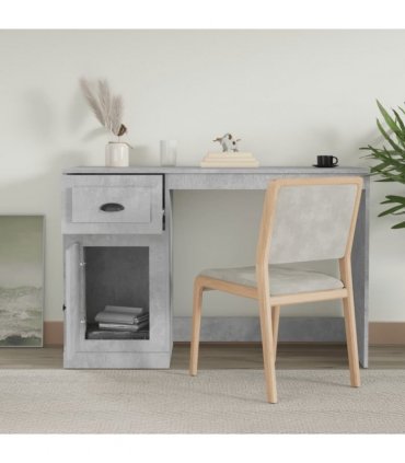 vidaXL Desk with Drawer Concrete Grey 115x50x75 cm Engineered Wood
