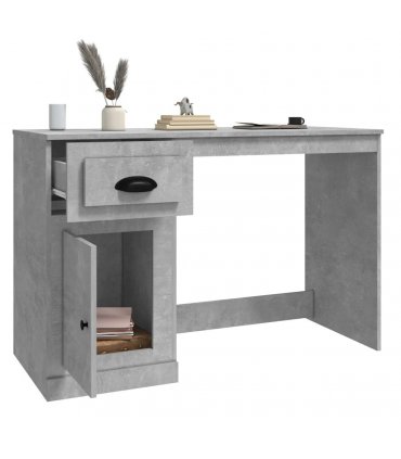 vidaXL Desk with Drawer Concrete Grey 115x50x75 cm Engineered Wood