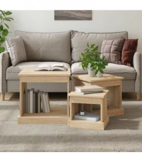 vidaXL Coffee Tables 3 pcs Sonoma Oak Engineered Wood