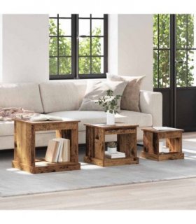 vidaXL Coffee Table 3 pcs Old Wood Engineered Wood
