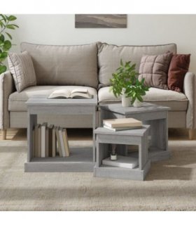 vidaXL Coffee Tables 3 pcs Grey Sonoma Engineered Wood