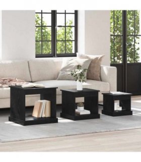 vidaXL Coffee Table 3 pcs Black Oak Engineered Wood — V0672039311