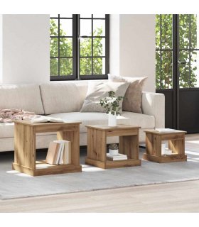 vidaXL Coffee Table 3 pcs Artisan Oak Engineered Wood