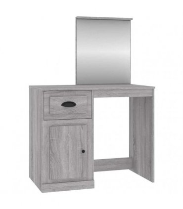 vidaXL Dressing Table | Grey Sonona | Engineered Wood, Acrylic — Colour: grey sonoma, Model: with mirror