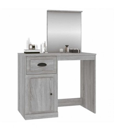 vidaXL Dressing Table | Grey Sonona | Engineered Wood, Acrylic — Colour: grey sonoma, Model: with mirror
