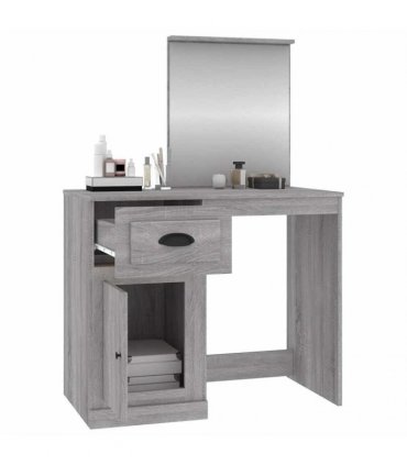 vidaXL Dressing Table | Grey Sonona | Engineered Wood, Acrylic — Colour: grey sonoma, Model: with mirror