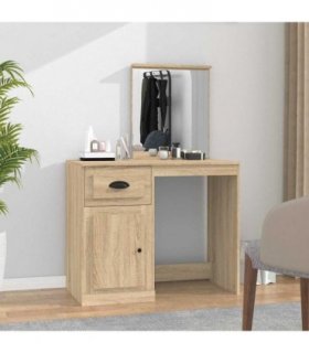 vidaXL Dressing Table | Sonoma Oak | Engineered wood, acrylic | 90x50x132.5 cm — Model: with mirror