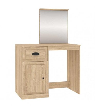 vidaXL Dressing Table | Sonoma Oak | Engineered wood, acrylic | 90x50x132.5 cm — Model: with mirror