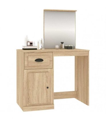 vidaXL Dressing Table | Sonoma Oak | Engineered wood, acrylic | 90x50x132.5 cm — Model: with mirror