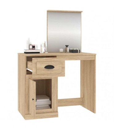 vidaXL Dressing Table | Sonoma Oak | Engineered wood, acrylic | 90x50x132.5 cm — Model: with mirror