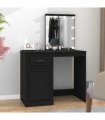 vidaXL Dressing Table with LED Black 90x50x132.5 cm Engineered Wood