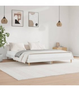 vidaXL Bed Frame without Mattress White 200x200 cm Engineered Wood — Size: 200 x 200 cm