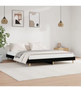 vidaXL Bed Frame without Mattress Black 200x200 cm Engineered Wood — Size: 200 x 200 cm