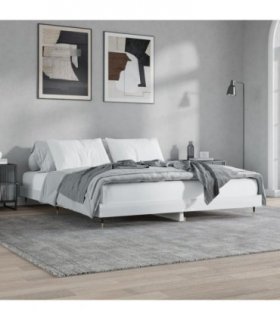 vidaXL Bed Frame without Mattress High Gloss White 200x200 cm — Size: 200 x 200 cm