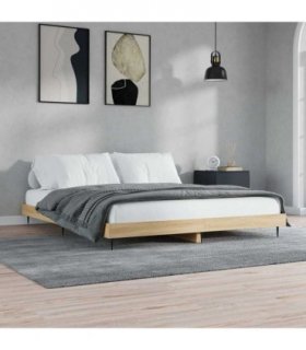 vidaXL Bed Frame without Mattress Sonoma Oak 200x200 cm Engineered Wood — Size: 200 x 200 cm