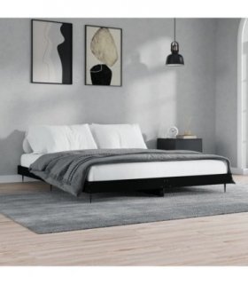 vidaXL Bed Frame without Mattress Black 200x200 cm Engineered Wood — Size: 200 x 200 cm — V0672039451