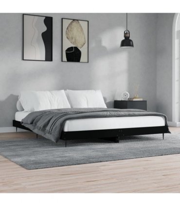 vidaXL Bed Frame without Mattress Black 200x200 cm Engineered Wood — Size: 200 x 200 cm — V0672039451