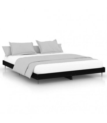 vidaXL Bed Frame without Mattress Black 200x200 cm Engineered Wood — Size: 200 x 200 cm — V0672039451