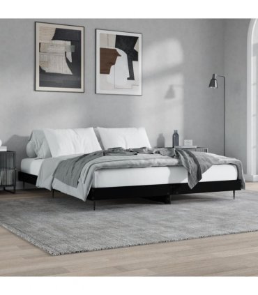 vidaXL Bed Frame without Mattress Black 200x200 cm Engineered Wood — Size: 200 x 200 cm — V0672039451