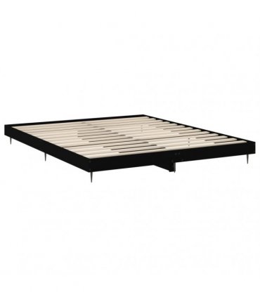 vidaXL Bed Frame without Mattress Black 200x200 cm Engineered Wood — Size: 200 x 200 cm — V0672039451
