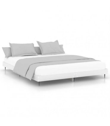 vidaXL Bed Frame without Mattress White 200x200 cm Engineered Wood — Size: 200 x 200 cm — V0672039454
