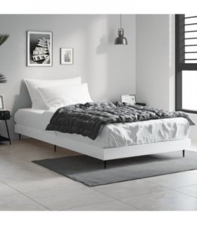 vidaXL Bed Frame without Mattress White 90x200 cm Engineered Wood — Size: 90 x 200 cm