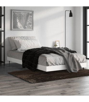 vidaXL Bed Frame without Mattress White 90x200 cm Engineered Wood — Size: 90 x 200 cm