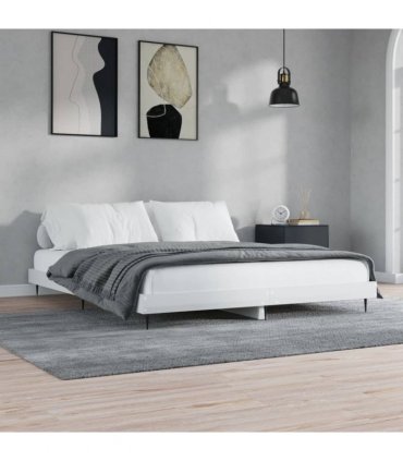 vidaXL Bed Frame without Mattress High Gloss White 120x200 cm — Size: 120 x 200 cm