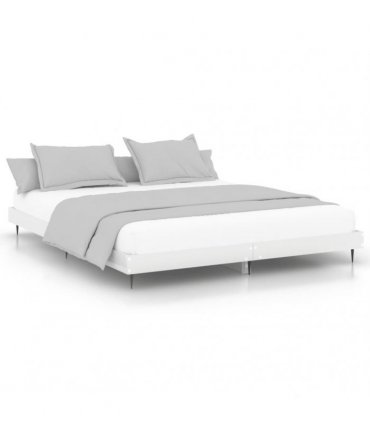 vidaXL Bed Frame without Mattress High Gloss White 120x200 cm — Size: 120 x 200 cm