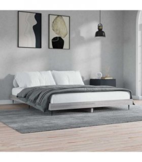 vidaXL Bed Frame without Mattress Grey Sonoma 200x200 cm Engineered Wood — Size: 200 x 200 cm