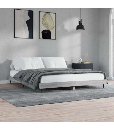 vidaXL Bed Frame without Mattress Grey Sonoma 200x200 cm Engineered Wood — Size: 200 x 200 cm