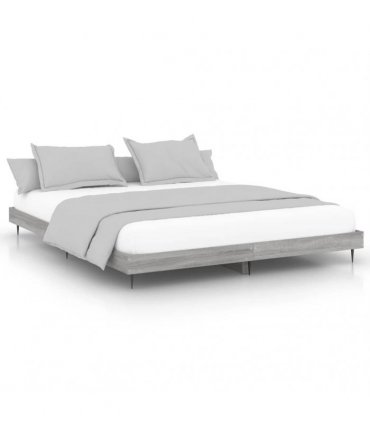 vidaXL Bed Frame without Mattress Grey Sonoma 200x200 cm Engineered Wood — Size: 200 x 200 cm