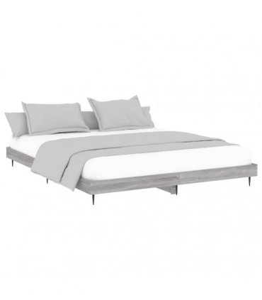 vidaXL Bed Frame without Mattress Grey Sonoma 200x200 cm Engineered Wood — Size: 200 x 200 cm