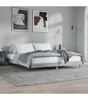 vidaXL Bed Frame without Mattress Grey Sonoma 200x200 cm Engineered Wood — Size: 200 x 200 cm