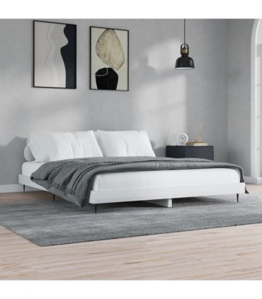 vidaXL Bed Frame without Mattress High Gloss White 200x200 cm — Size: 200 x 200 cm — V0672039517