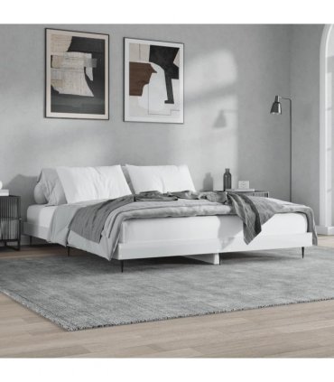 vidaXL Bed Frame without Mattress High Gloss White 200x200 cm — Size: 200 x 200 cm — V0672039517