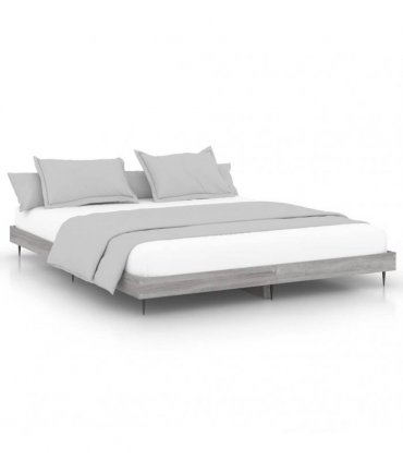 vidaXL Bed Frame without Mattress Grey Sonoma 120x200 cm Engineered Wood — Size: 120 x 200 cm