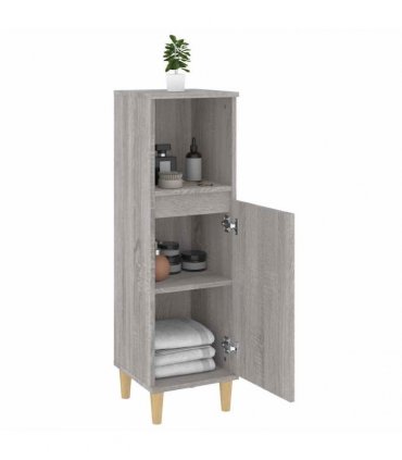 vidaXL Bathroom Cabinet Grey Sonoma 30x30x100 cm Engineered Wood
