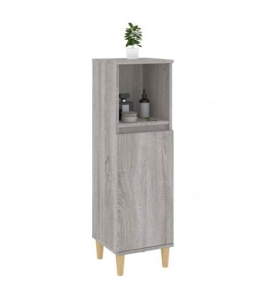 vidaXL Bathroom Cabinet Grey Sonoma 30x30x100 cm Engineered Wood