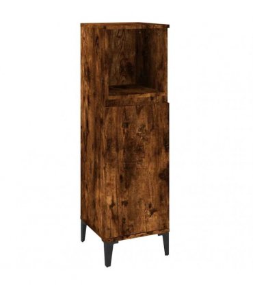 vidaXL Bathroom Cabinet Smoked Oak 30x30x100 cm Engineered Wood