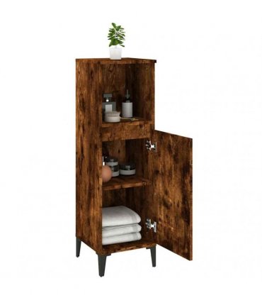 vidaXL Bathroom Cabinet Smoked Oak 30x30x100 cm Engineered Wood
